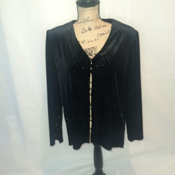 K Studio Jackets & Blazers - Women's K Studio  Jacket Dress MEDIUM Size 12 Black Velvet Glitter Line Design
